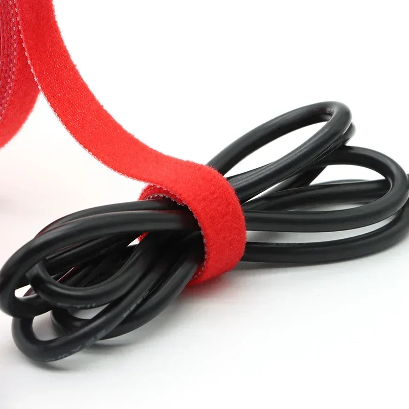5m/roll Cable Ties Reusable Loop Bundle Self Adhesive Red Nylon Strap Organizer Clip Wire Holder Management Fastening Tape