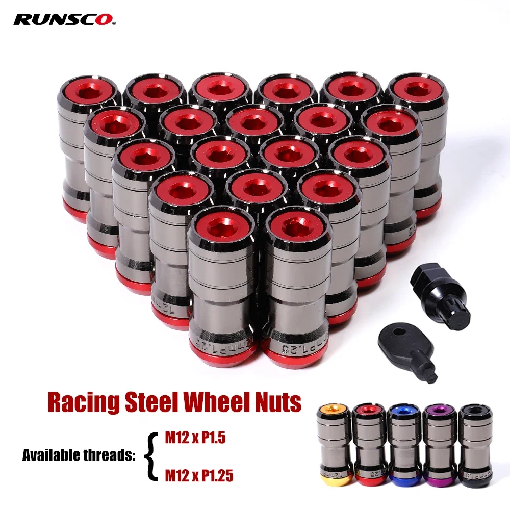 

M12xP1.25/ M12xP1.5 Racing Wheel Nuts Concealed Heptagon Formula Steel Wheels Lock Lug Nuts Acorn Rim Closed End 20Pcs/Set