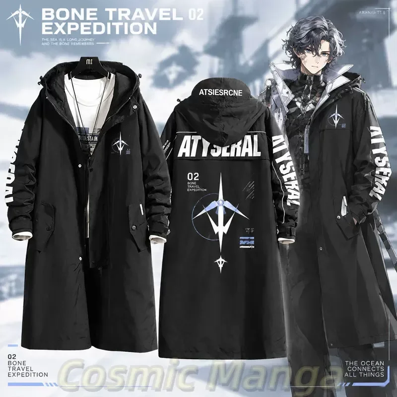 Game Fans Arknight Cosplay Long Trench Coat Jacket Fashion Casual Cool Casual Windbreaker Long Coat Zipper Halloween Gift