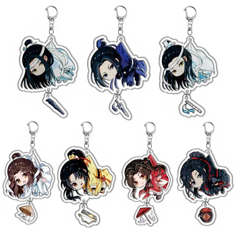 3/4pcs Anime Tian Guan Ci Fu Keychain Acrylic Xie Lian Hua Cheng Figure Key Chain Keyring Key Ring For Fans Friends Men Jewelry