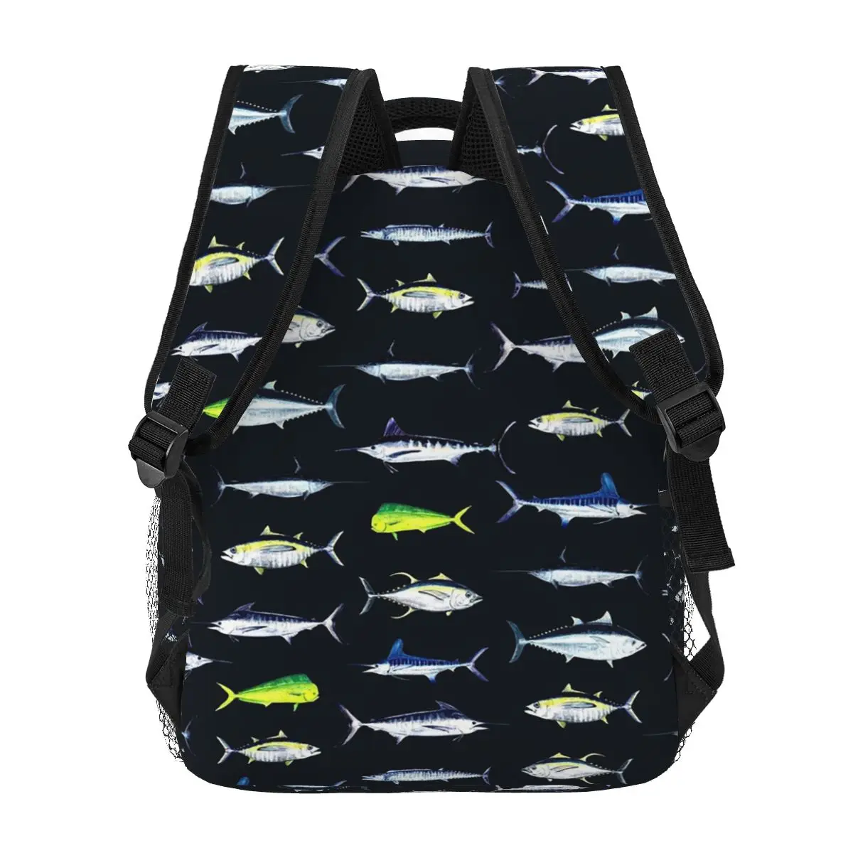 SPORTFISH Pattern Dark Navy Blue BlackYellowfin Tuna Backpacks Boys Girls Bookbag Children School Bags Kid Rucksack Shoulder Bag