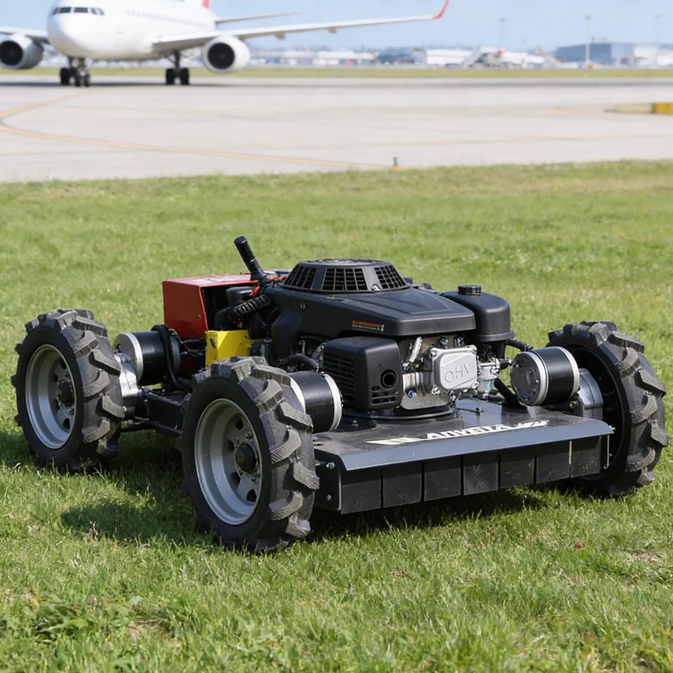 

Customized Heavy-Duty Frame Remote Control Lawn Mower Solid Welding Structure Shockproof Anti-Collision for Harsh Working Enviro