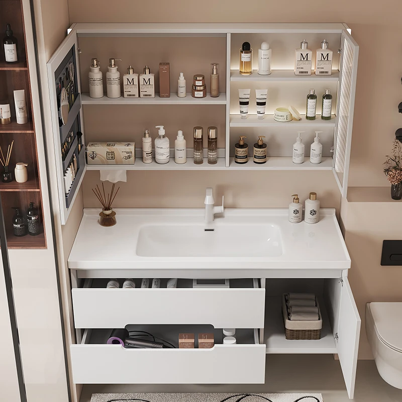 

Oak paint cream wind ceramic integrated basin smart bathroom cabinet combination toilet washstand hand washbasin