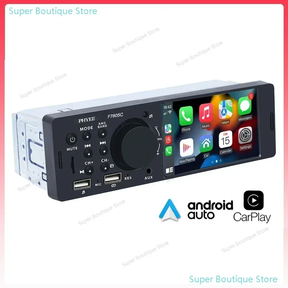 1 Din 4 "CarPlay راديو السيارة بلوتوث أندرويد-السيارات مشغل MP5 Handfree A2DP USB ستيريو نظام الصوت وحدة رئيس الوسائط المتعددة F7805C #2