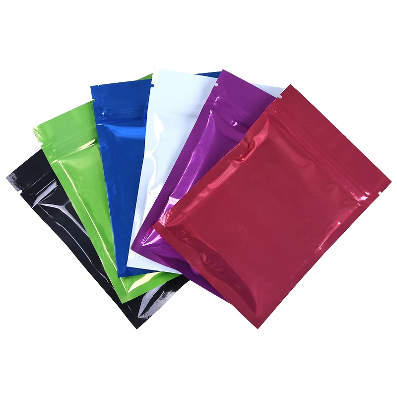 100Pcs/Lot Logo Customized Colorful Aluminum Foil Storage Plastic Printed Self Sealing Gift Bags