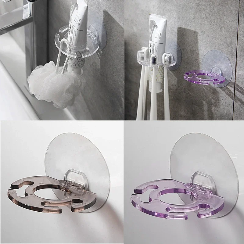 Home Bathroom Toothbrush Organizer Shaver Storage Rack Self-adhesive Toothpaste Storage Holder Kitchen Bathroom Accessories