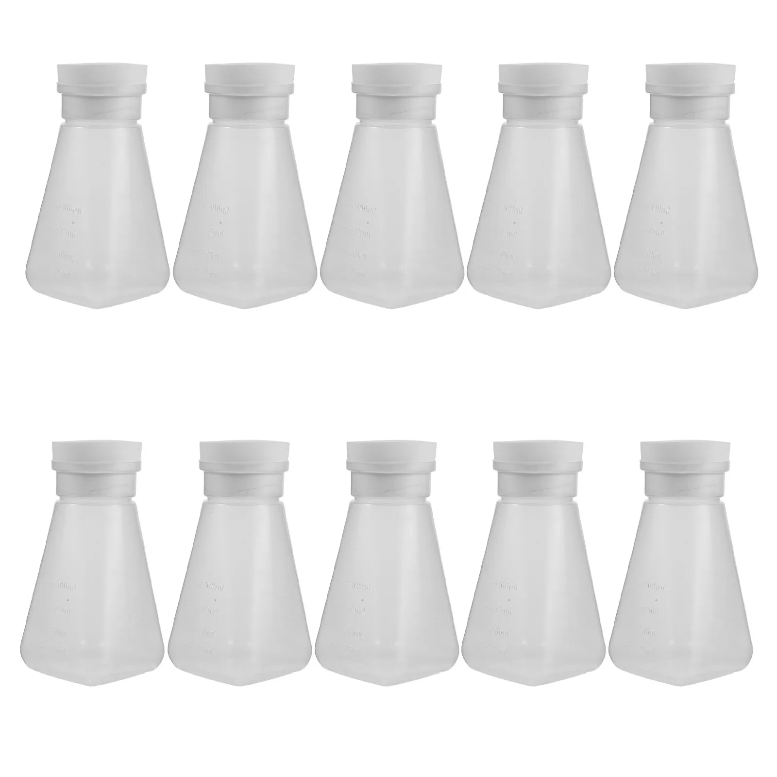 

10Sets Drosophila Breeding Bottle Clear Square Bottom Graduated Lab Flask Wide Mouth Sponge Stopper Stable Stackable Stock