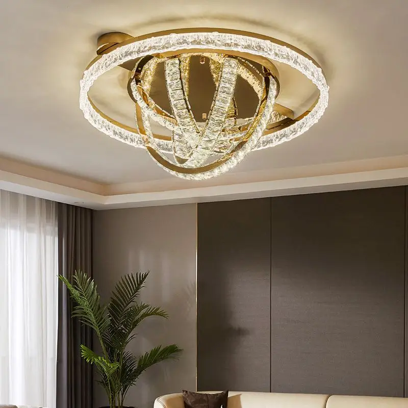 Luxury Italian Crystal Living Room Ceiling Light High Light Luxury Hall Lamp Premium Grade Elegant New Bedroom Light Changeable