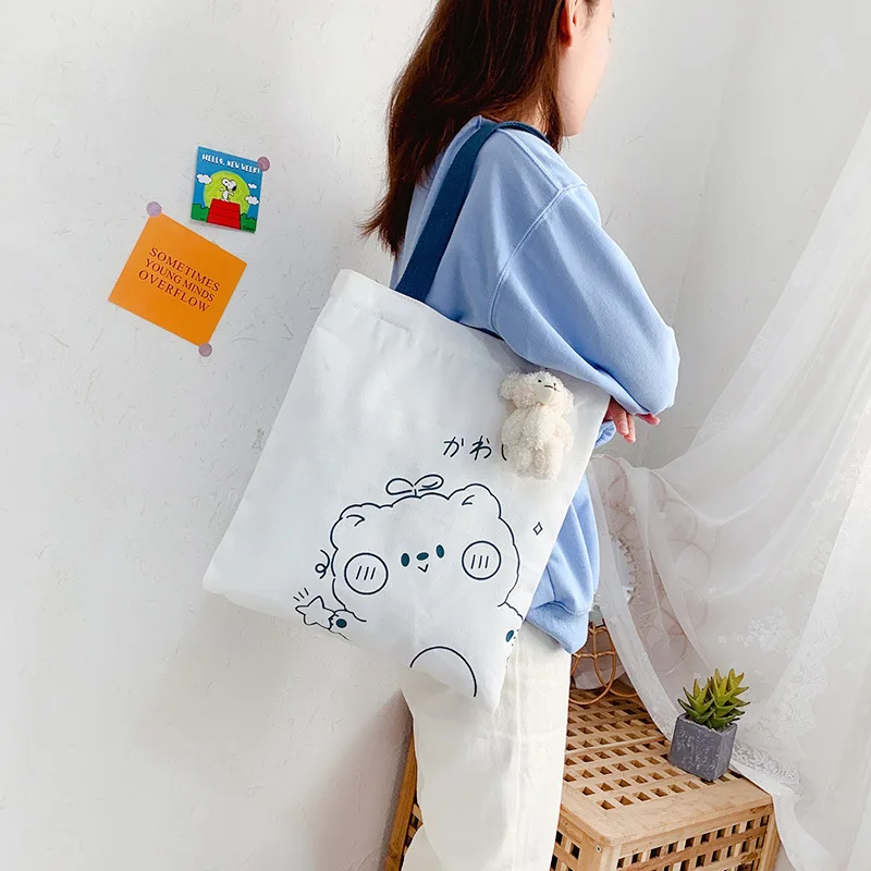 Customized Canvas Bags Shopper Shoulder Bag Big Women Designer Handbags Shopping Tote Casual Woman Grocery Customizable Fabric