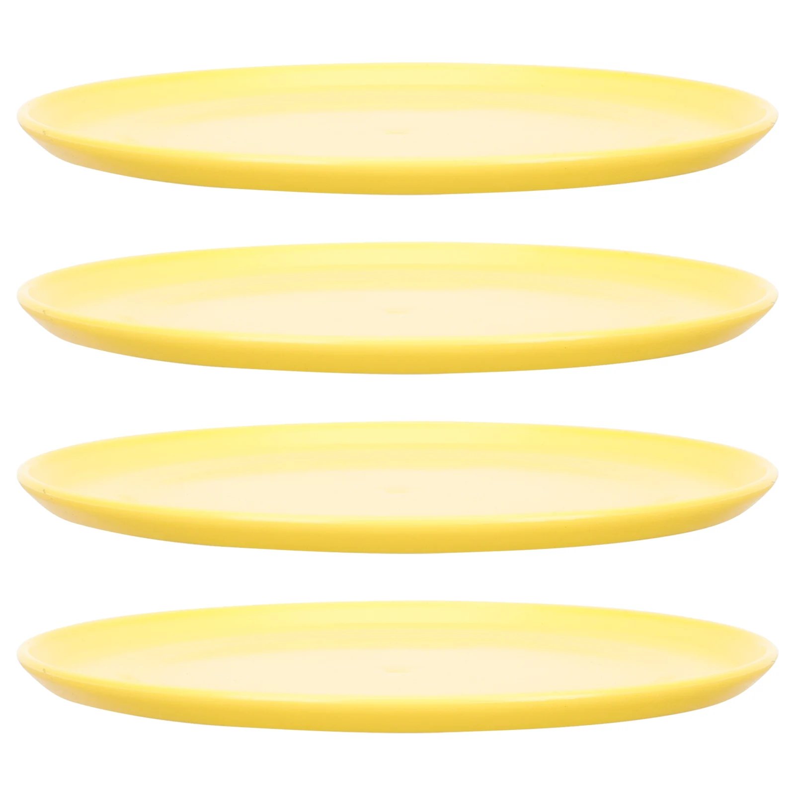 

4 Pcs Bright Yellow Flower Pot Trays Plastic Circular Saucers Prevent Water Spills Round Bottom Plant Pots
