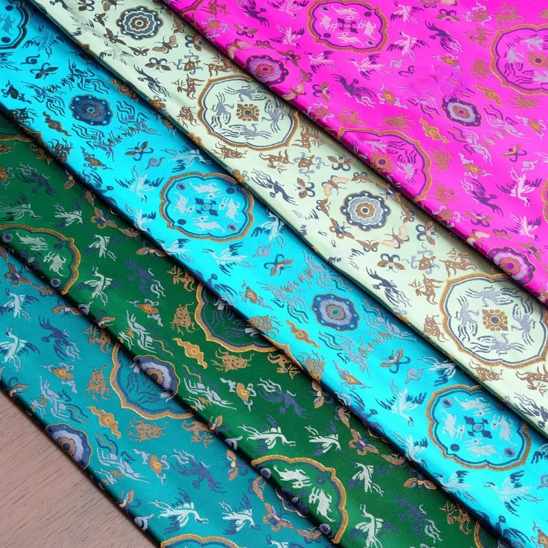 

Парчовая жаккардовая ткань в китайском стиле для куртки Cheongsam Hanfu, яркая глянцевая одежда, материал для шитья своими руками на метр, ткань