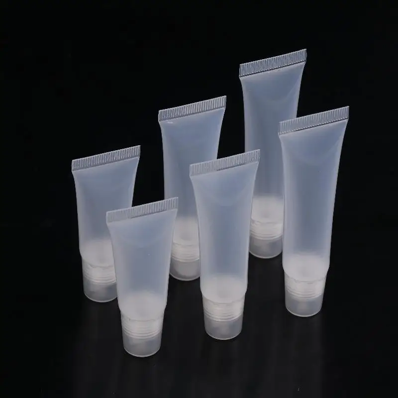 【W】10 Uds. Tubo de lápiz labial vacío de 5/10/15ml bálsamo labial tubo suave maquillaje exprimidor contenedor de brillo de labios transparente