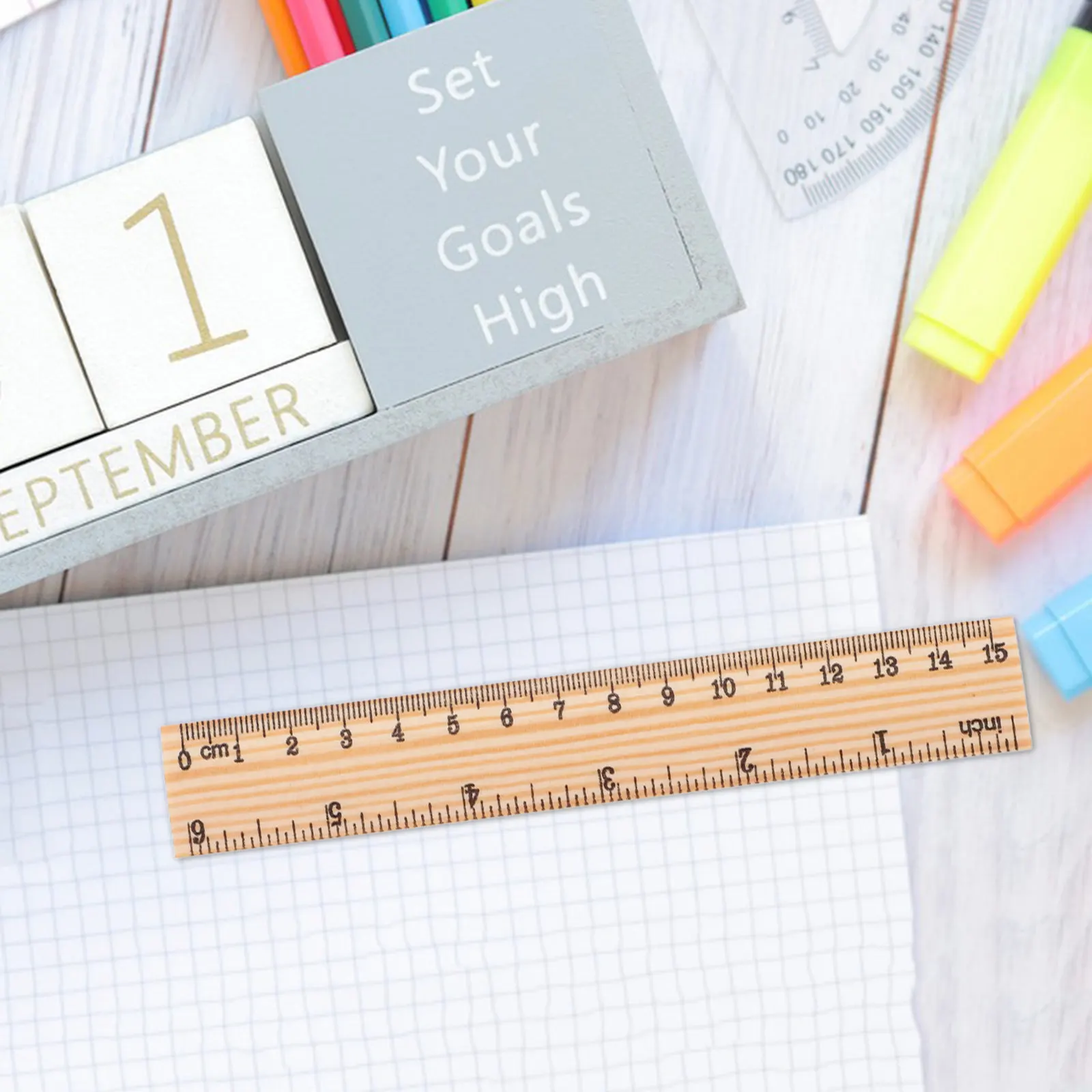 30Pcs 6 Inch 15Cm Wood Straight Ruler Training Aid Precision Measuring Tool for Math Learning Drafting Design Education view 5