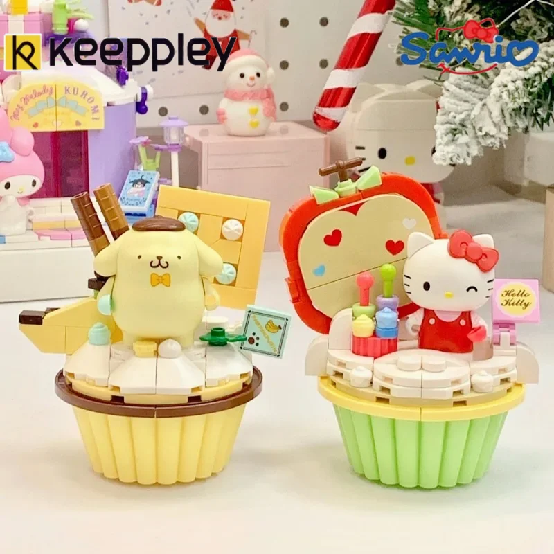 Keeppley-décennie s de construction Sanurgente pour filles, Kuromi Pochacco, Hello Kitty, modèle de tasse à gâteau, jouet de décoration de salle d'assemblage, cadeau de vacances