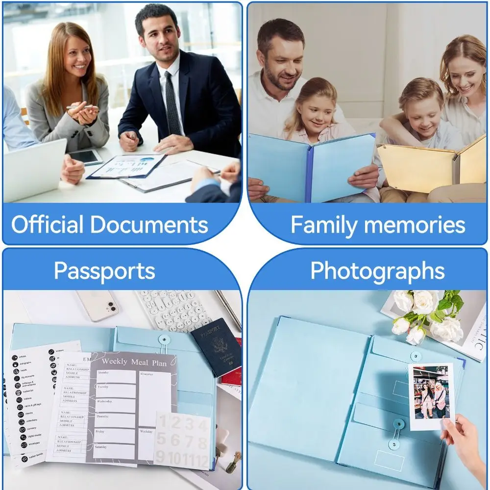 File Organisation Folio Folders with Pocket Budget Planner Bag Portable Folio Life Organizer Binder Split Storage Sticker