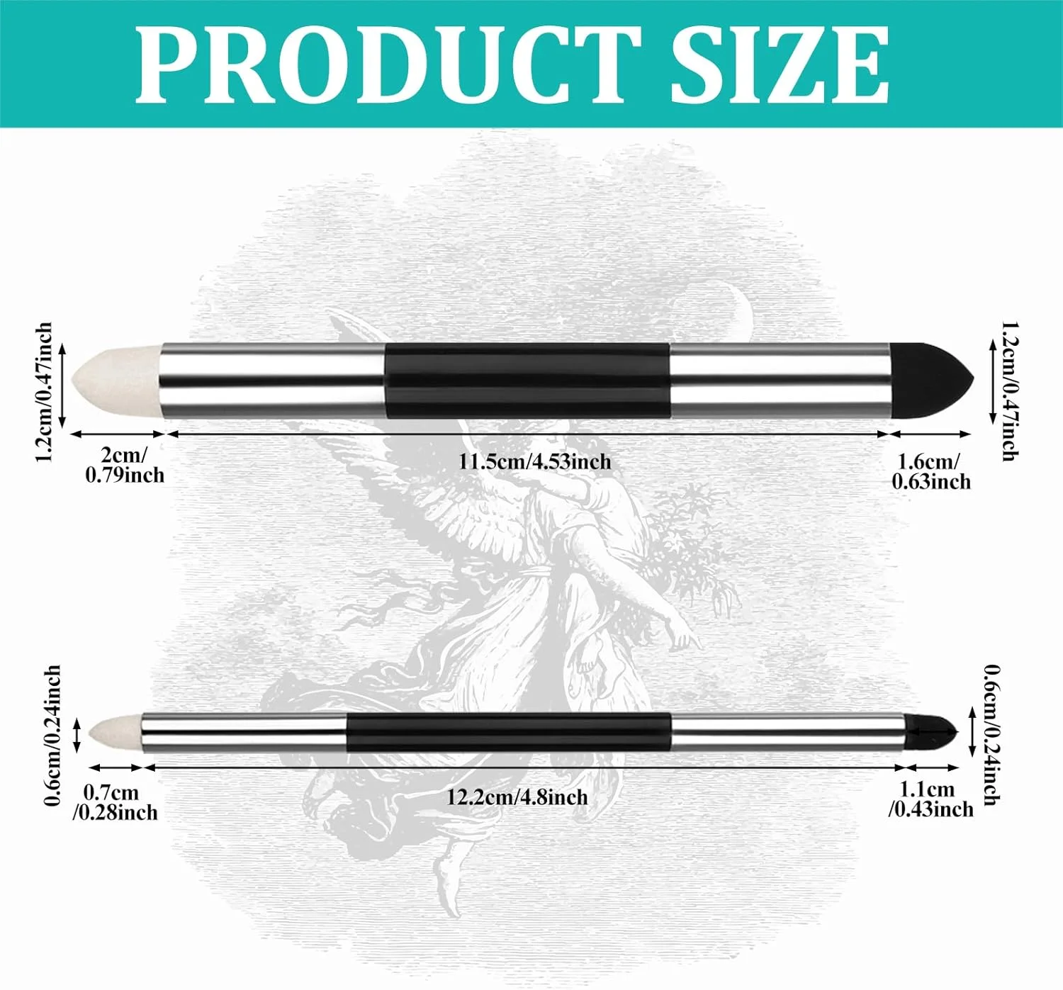 2/4/6/12 Pcs Artist Blending Sponge Pen Double Headed Rubbing Brush Dual Tip Sketching Wipe Pen Drawing Art Blenders Tools