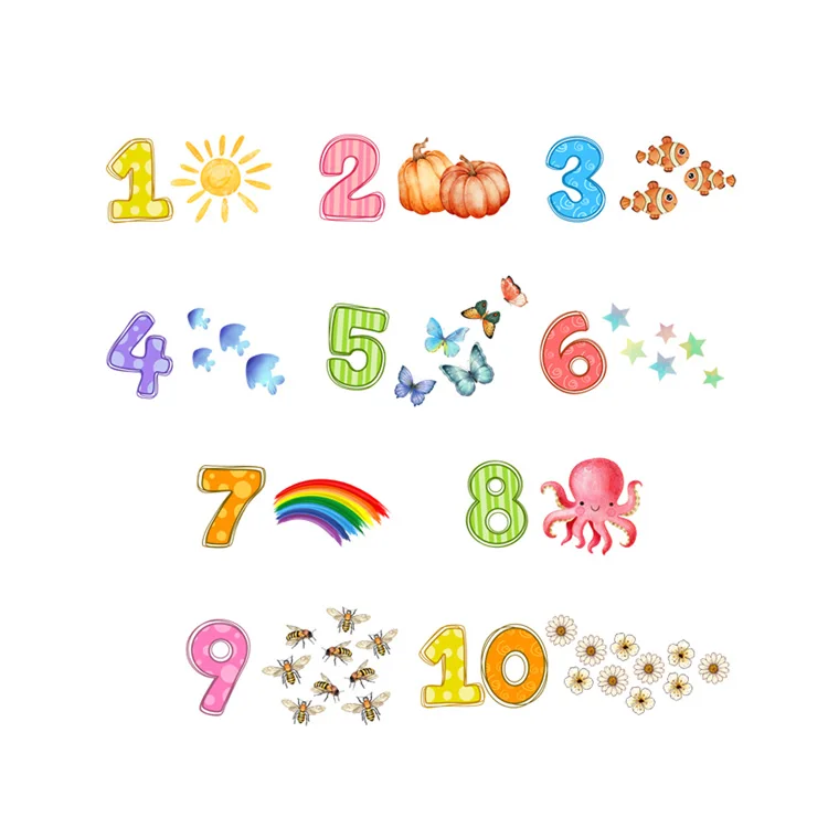 Cartoon Digitale Tiere Wandaufkleber Baby Kinder Puzzle Raumdekoration Tapete Schlafzimmer Heimdekoration Kinderzimmer Selbstklebende Aufkleber – Detail 7