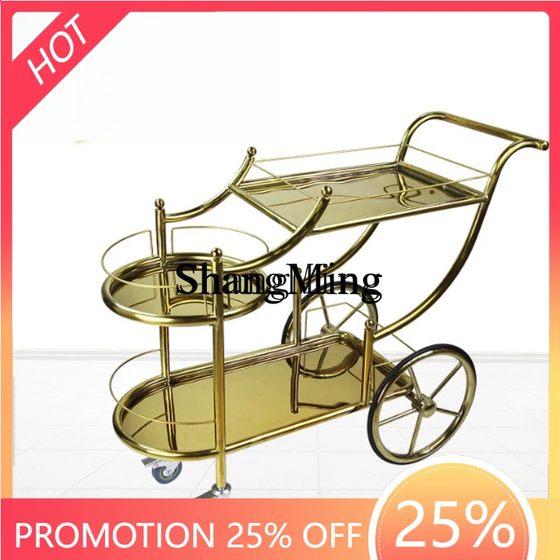 FGgood-looking  luxury concubine wine cart titanium dining cart mobile dim sum tea cake cart