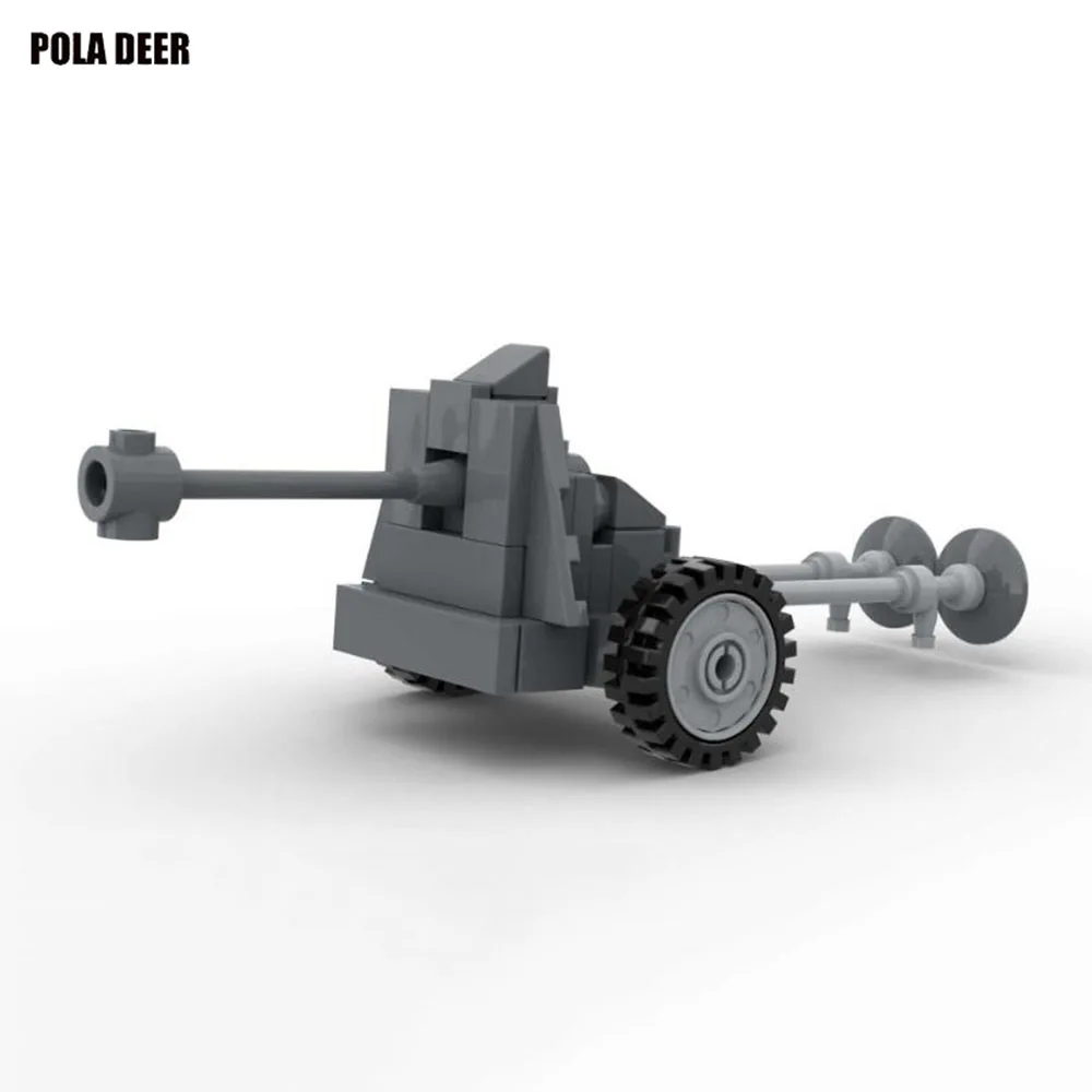 Poladeer-pistola de infantería alemana de la Segunda Guerra Mundial, bloques de construcción de partículas pequeñas, ensamblaje, rompecabezas, modelo de juguete, regalo de cumpleaños para niños, 48 piezas