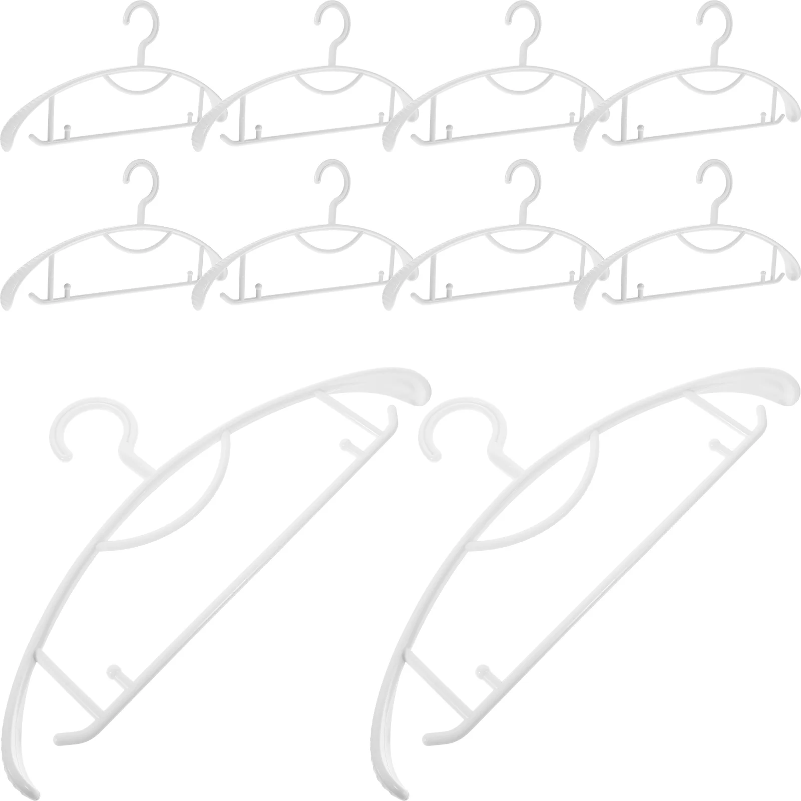 

10pcs White Widened Non-slip Plastic Hangers Heavy Duty Traceless Hotel Home Accessories Coat Storage Solution