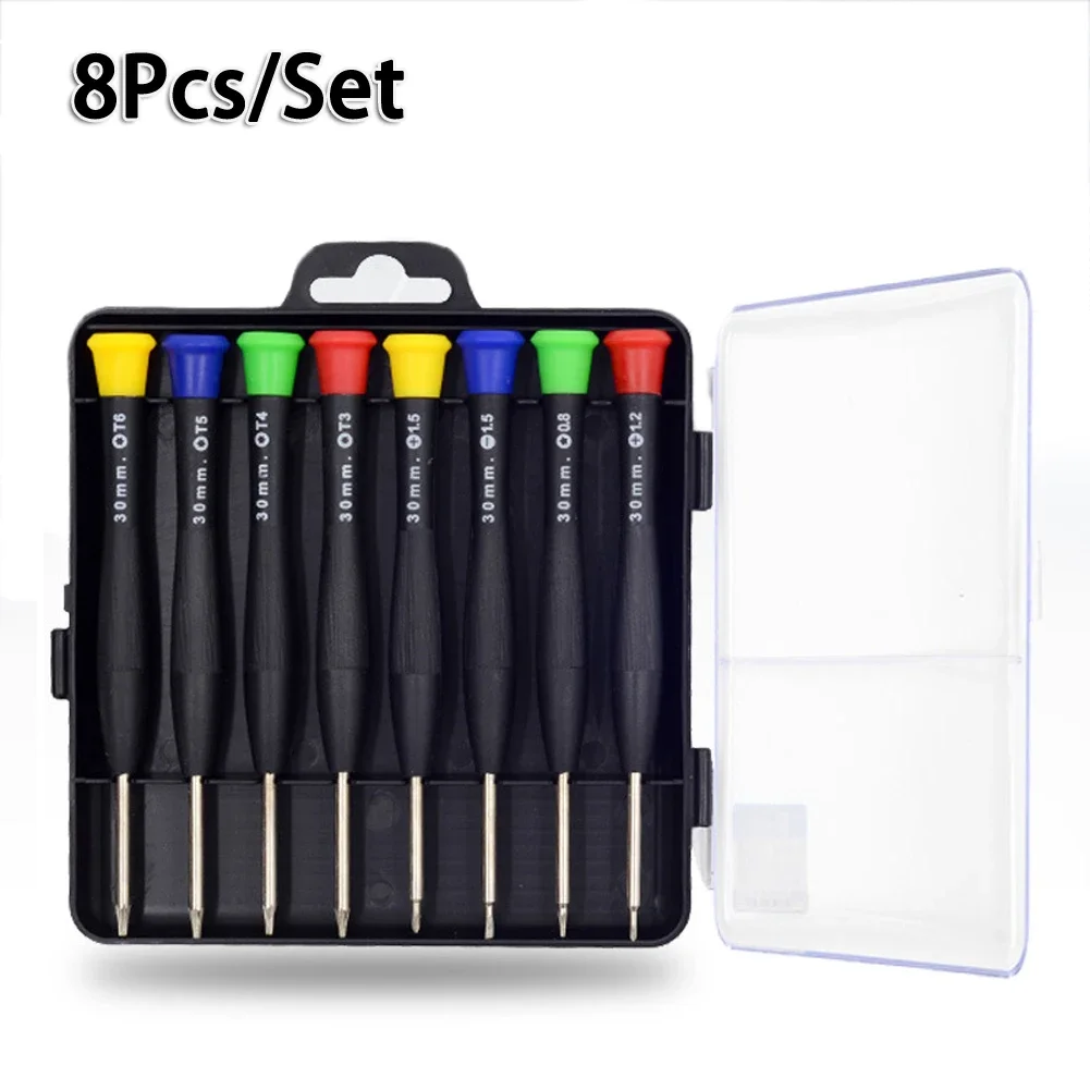 8PCS Magnetic Screwdriver Set Torx Cross Star Slotted Screwdriver Kit Multipurpose Repairing Tool For Watch Eyeglasses Phone