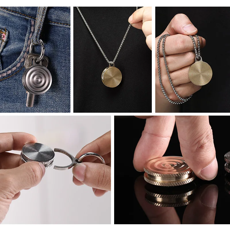 Hand Spinner Fidget Silent Bearing Metal Ball Mute Desktop Toy Finger Gyro Relieve Stress Pendant Necklace Key Chain Fidget Toys