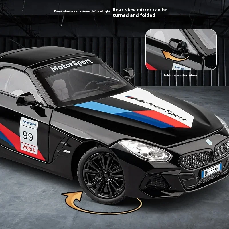 1:22 Z4 M40i supercoche de aleación modelo de coche sonido y luz tirar hacia atrás juguete para niños coleccionables regalo de cumpleaños
