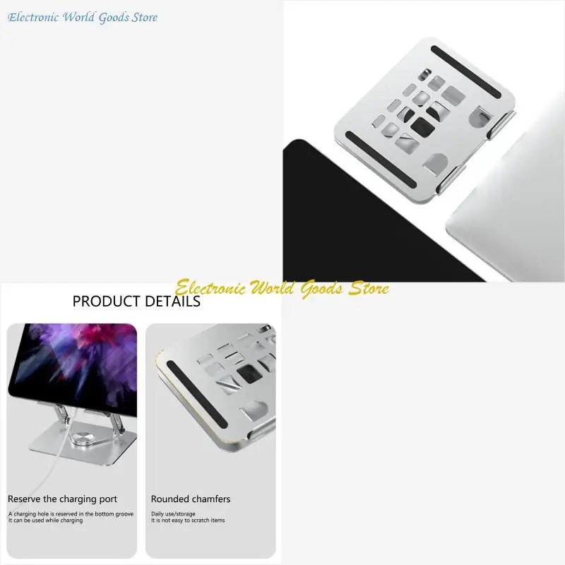 

A3PD Aluminum Tablets Support Stand with 360 Degree Full Rotation, Adjustable Elevations and Hollows Cooling Bracket Support