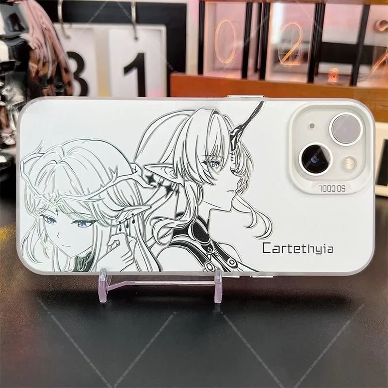 حافظة حماية ناعمة فضية من Wuthering Waves Cartethyia لهاتف iPhone 16 15 13 12 11 14 Pro Max XS XR 7 8 Plus X Hard Coque