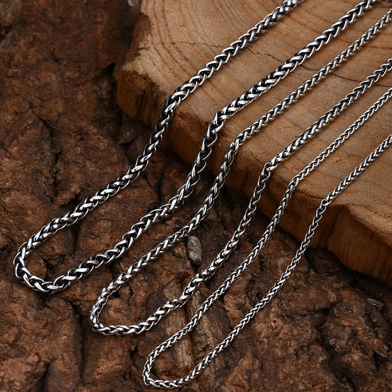 S925 sterling silver necklace seiko cable stitch necklace retro same style for men and women trendystylish jewelry