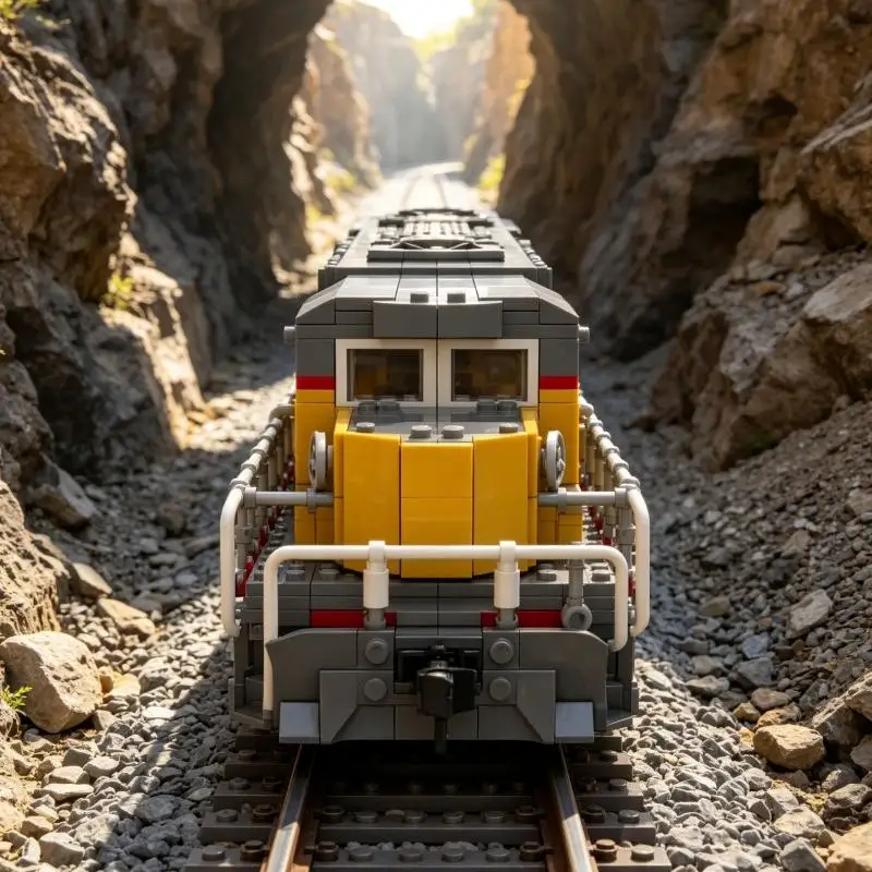 MOC Bricks Union Pacific Freight Locomotive Classic Railroad Detailed Realistic DIY Brick Kit Collectible Scene Model