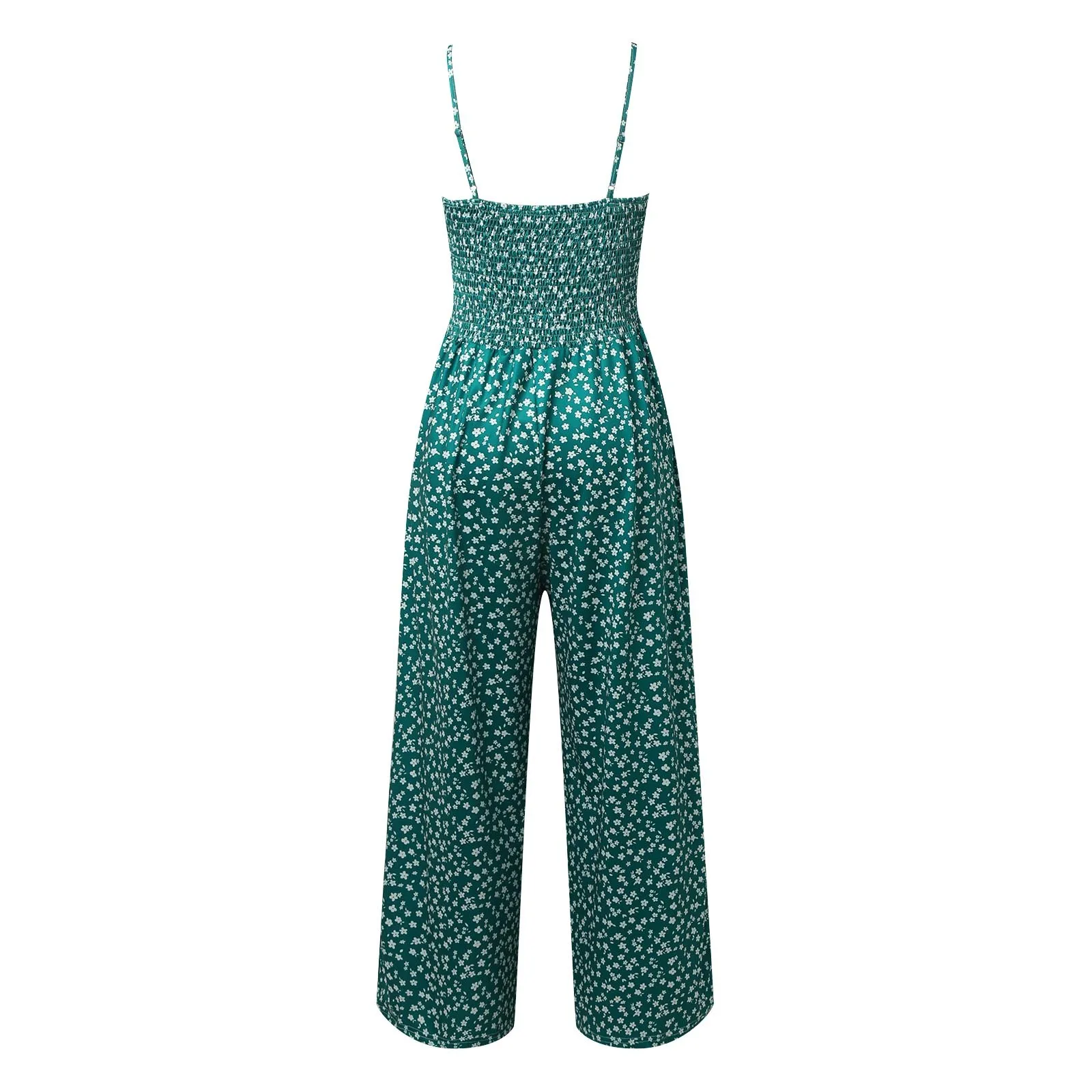 Dames Gebloemde Bretels Jumpsuit 2024 Zomer Wijde Pijpen Broek Rompertjes V-Hals Spaghetti Bandje Overall Losse Bohemian Jumpsuits