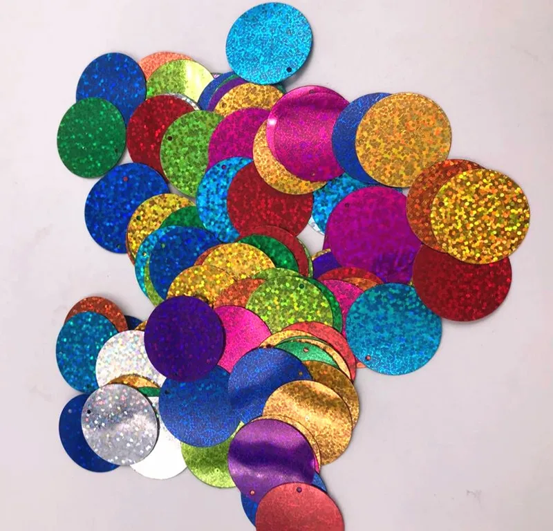 30p/Bag 30mm Laser Mixed Round Flat Sequins PVC Paillettes Sewing Wedding Craft  DIY Women Costume Lentejuelas Accessories