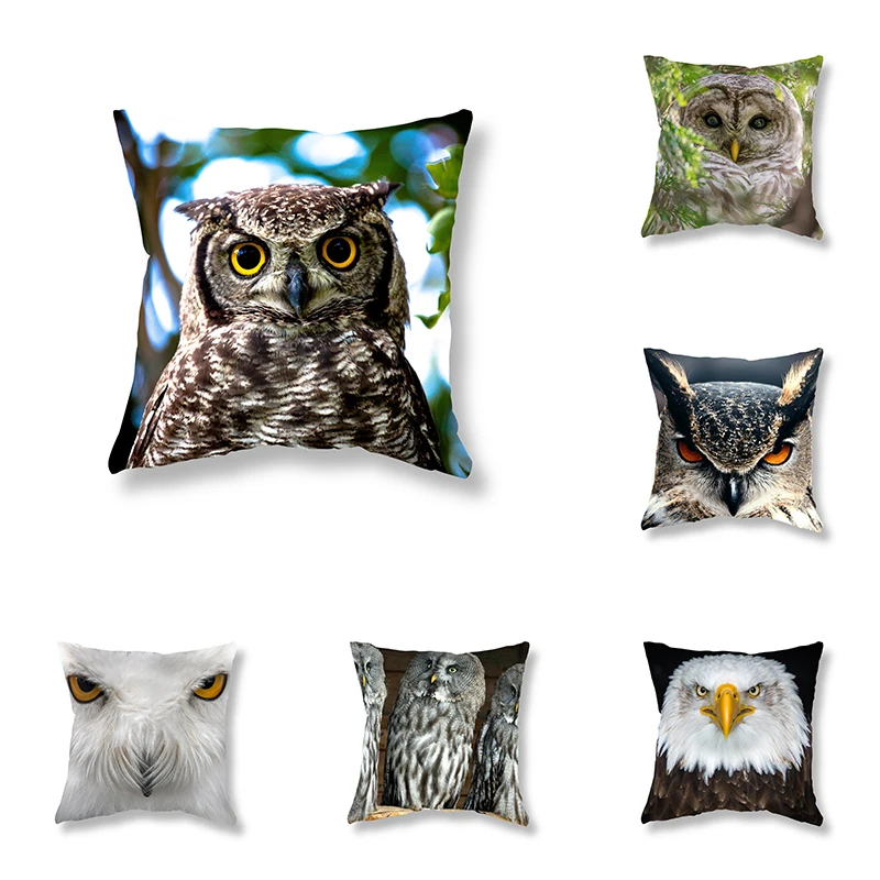 

Cute Owl Eagle Throw Pillow Cover Animal Sofa Car Decor Office Game Chair Cushion Room Home 45x45cm