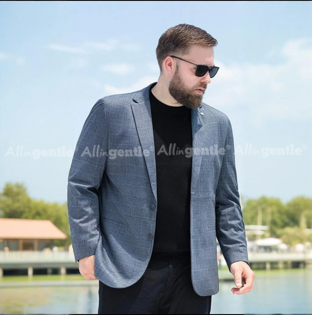 Big and Tall Suits Jackets for Men Elegant Plaid Blazer Business Casual Notched Single-Breasted Slim Fit Jackets for Office
