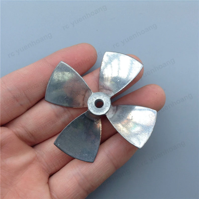 1Pair RC Bait Fishing Boat 4-Blade Paddle Shaft Hole 4mm Outer Dia 44mm 55mm 60mm Metal Propeller Large Thrust Props Replace