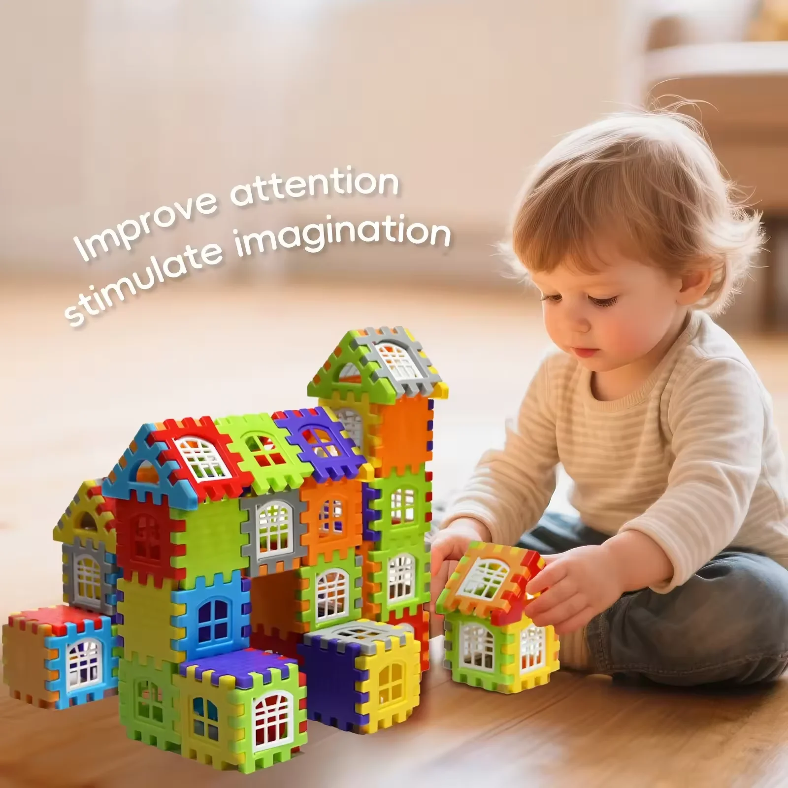 

140-25PCS Large Scale Building Blocks House Set Simulation Window Design Kids Educational Interlocking Creative Toys Boys Girls