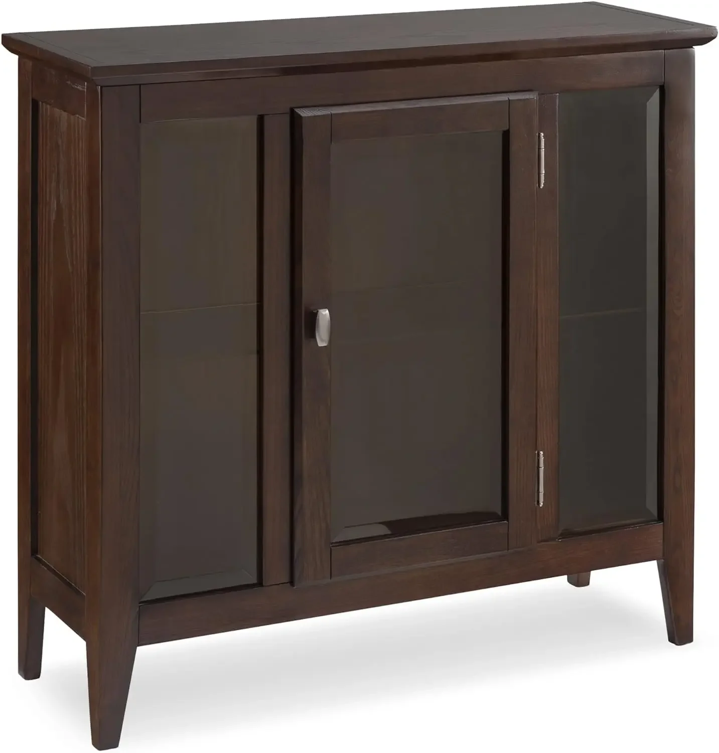 Furniture Entryway Curio Cabinet with Interior Light, Chocolate Oak