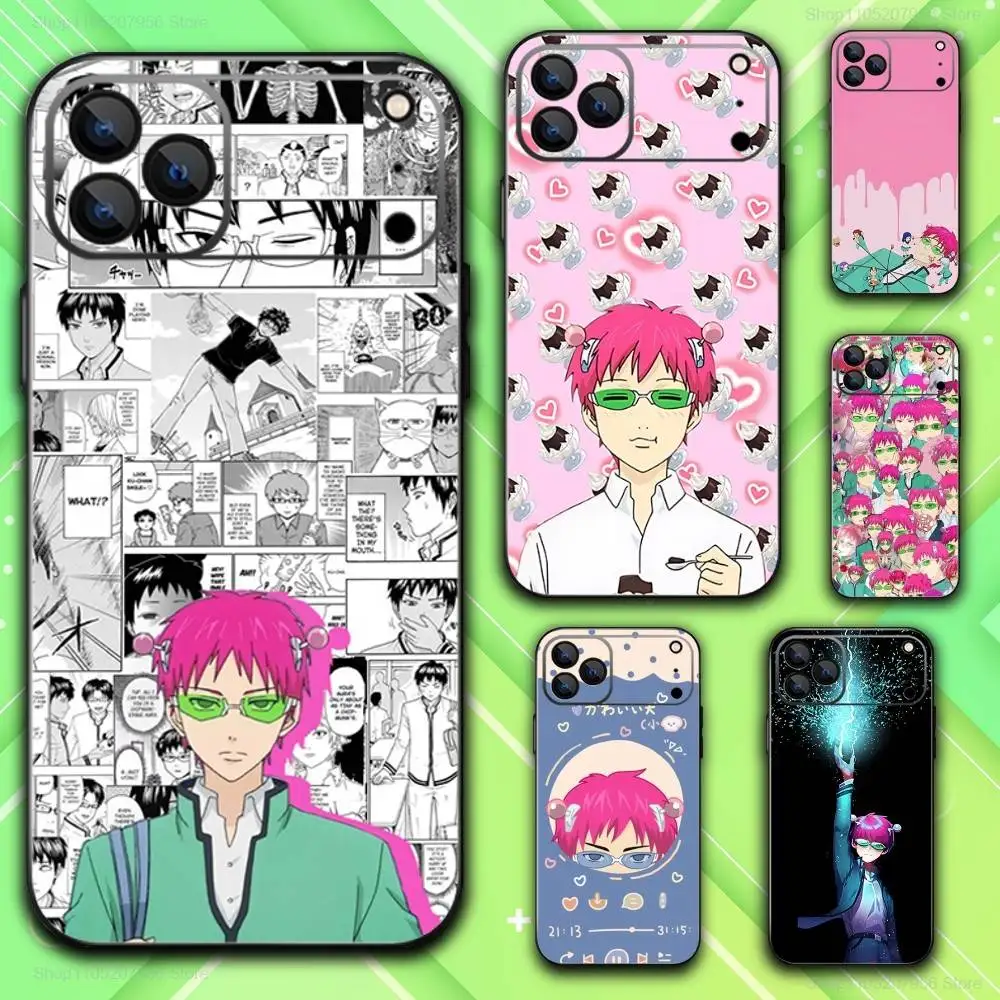 

S-Saiki K E-Enamel Anime Phone Case For iPhone 17,16,15,14,13,12,11,Plus,E,Air,Pro,Max,Mini Black Cover