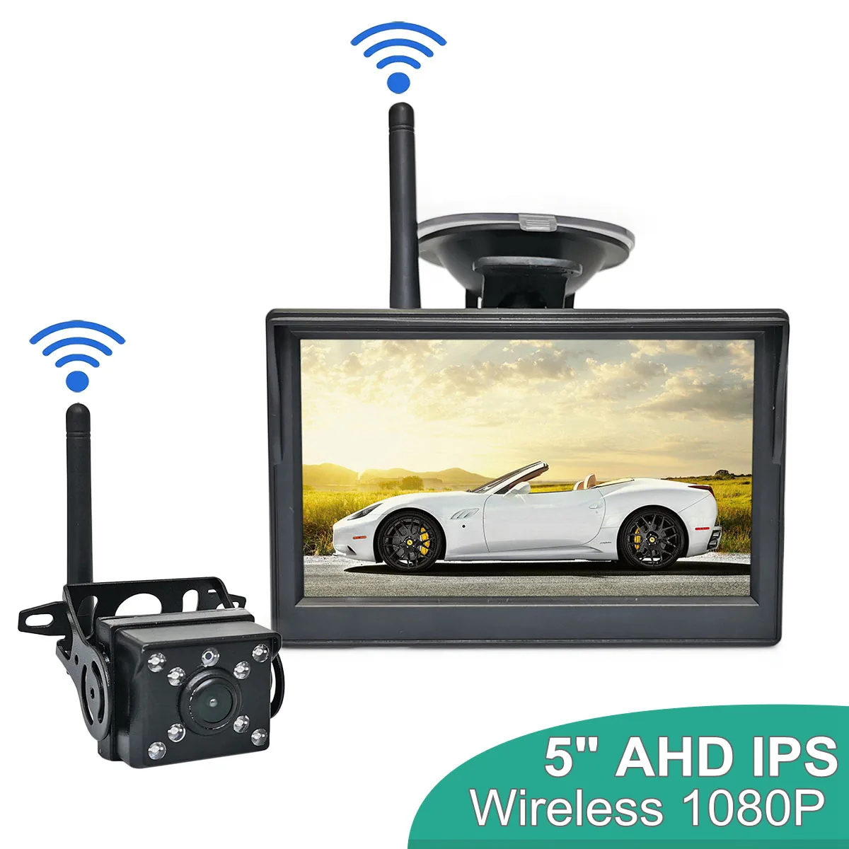 

DIYKIT Wireless 1080P AHD IPS 5 Inch Car Monitor Rear View Reverse Car Camera Driving Kit Stable Digital Signal Auto Parking