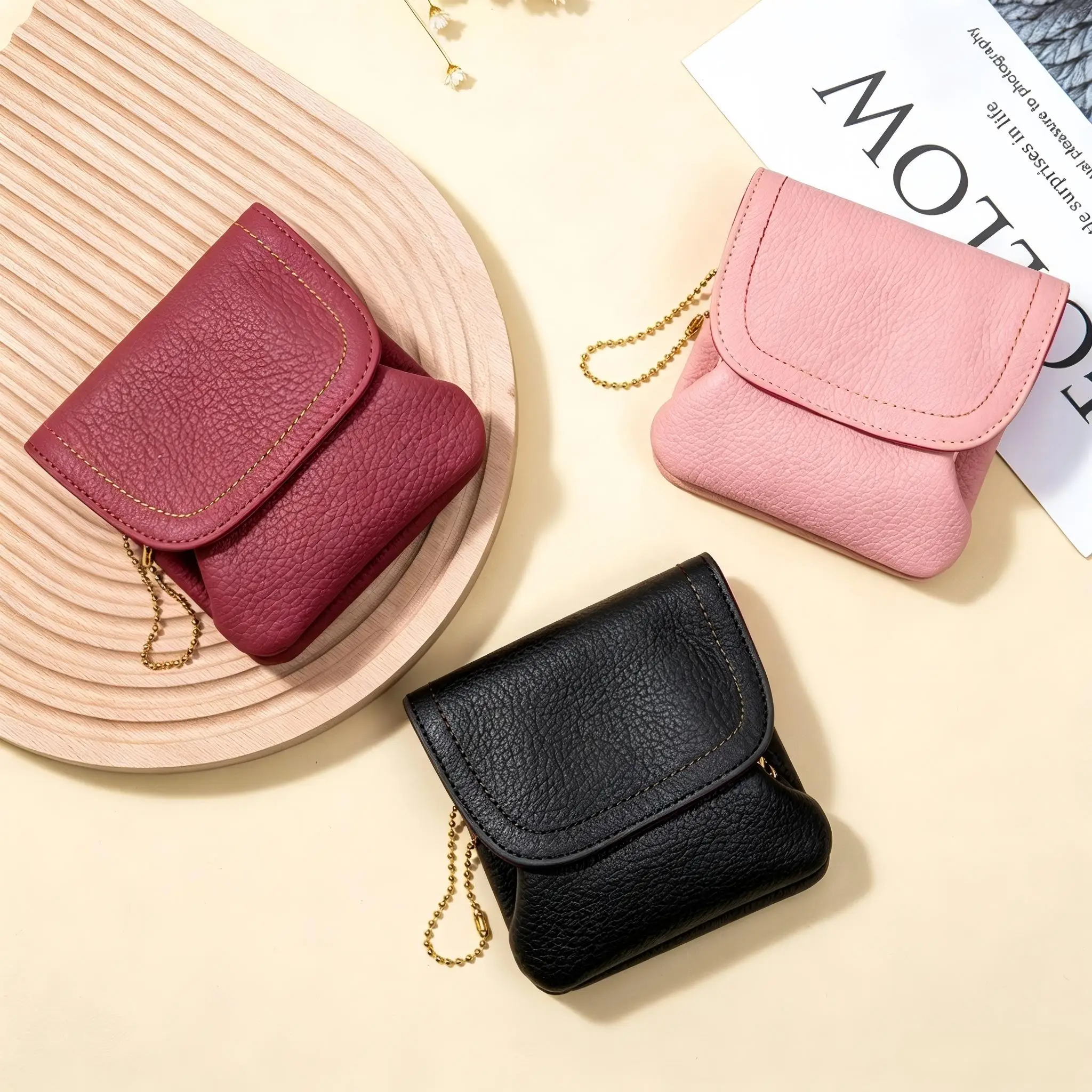 2026 Vintage Cowhide Leather Small Coin Purse for Ladies Cute Large Capacity Mini Money Pocket Daily Casual Card Storage Bag