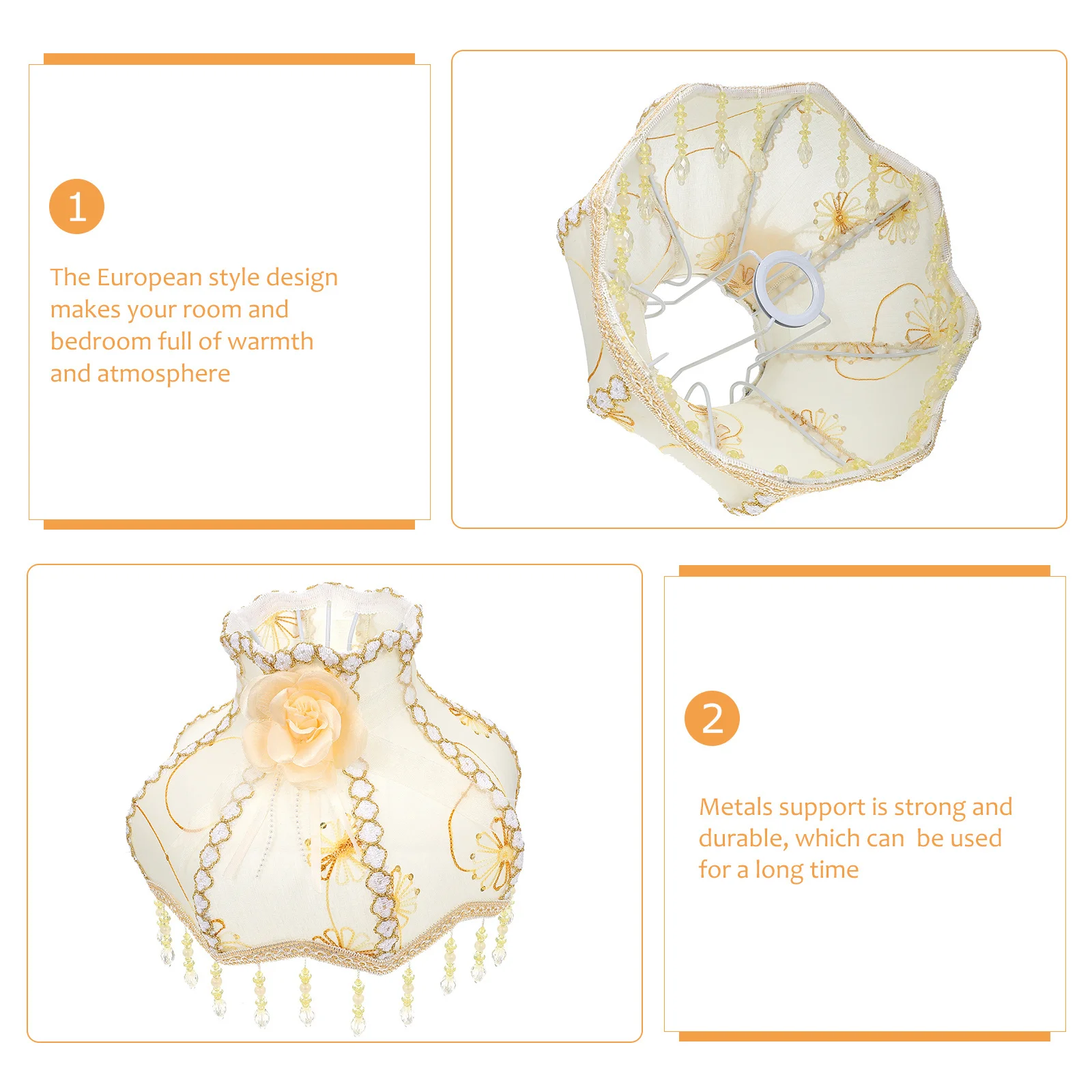 

1Pcs Retro Lampshade European Vintage Cloth Lace for Living Room Bedroom Table Lamp Decor Light Accessory European Lampshade