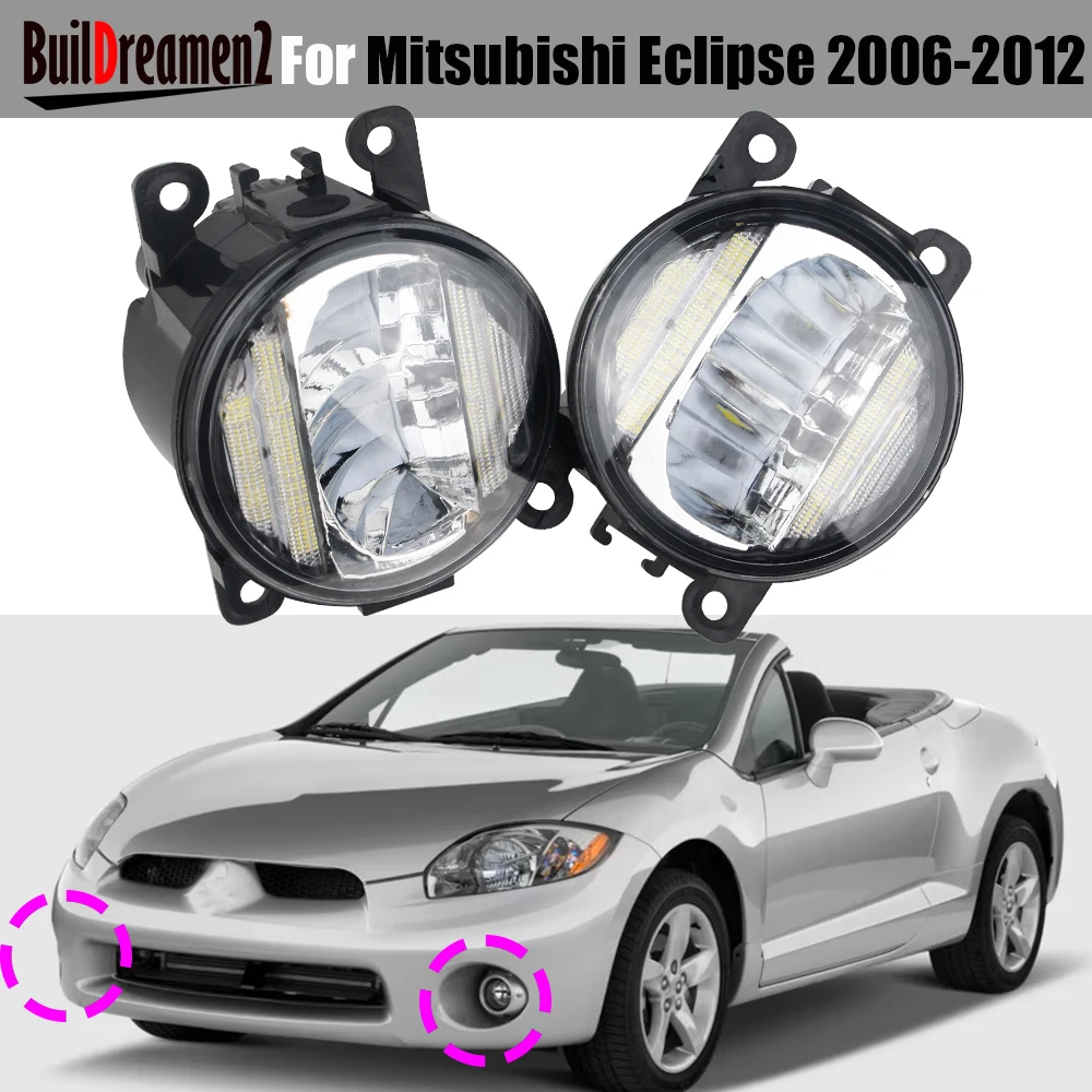 2 Pcs Car LED Fog Light DRL Daytime Running Lamp Assembly 30W 4000LM For Mitsubishi Eclipse 2006 2007 2008 2009 2010 2011 2012