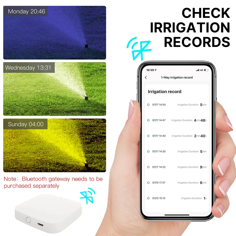 Smart Sprinkler Bluetooth 2-Wege-Wassertimer-Magnetventil, kabellose Fernbedienung, funktioniert mit Alexa Echo Google Home