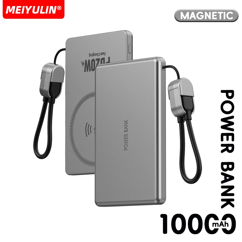 

5000mAh Mini Wireless Power Bank Magnetic 10000mAh USB C Cable Fast Charging Portable External Battery For iPhone Samsung Xiaomi
