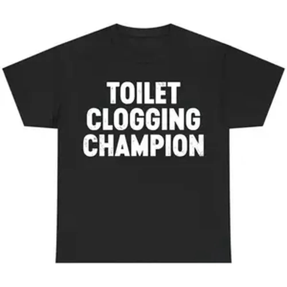 Funny Graphic T-Shirt for Men, Toilet Champion Gag Gift, Casual Streetwear Short Sleeve Top in Soft, Smooth 100% Cotton