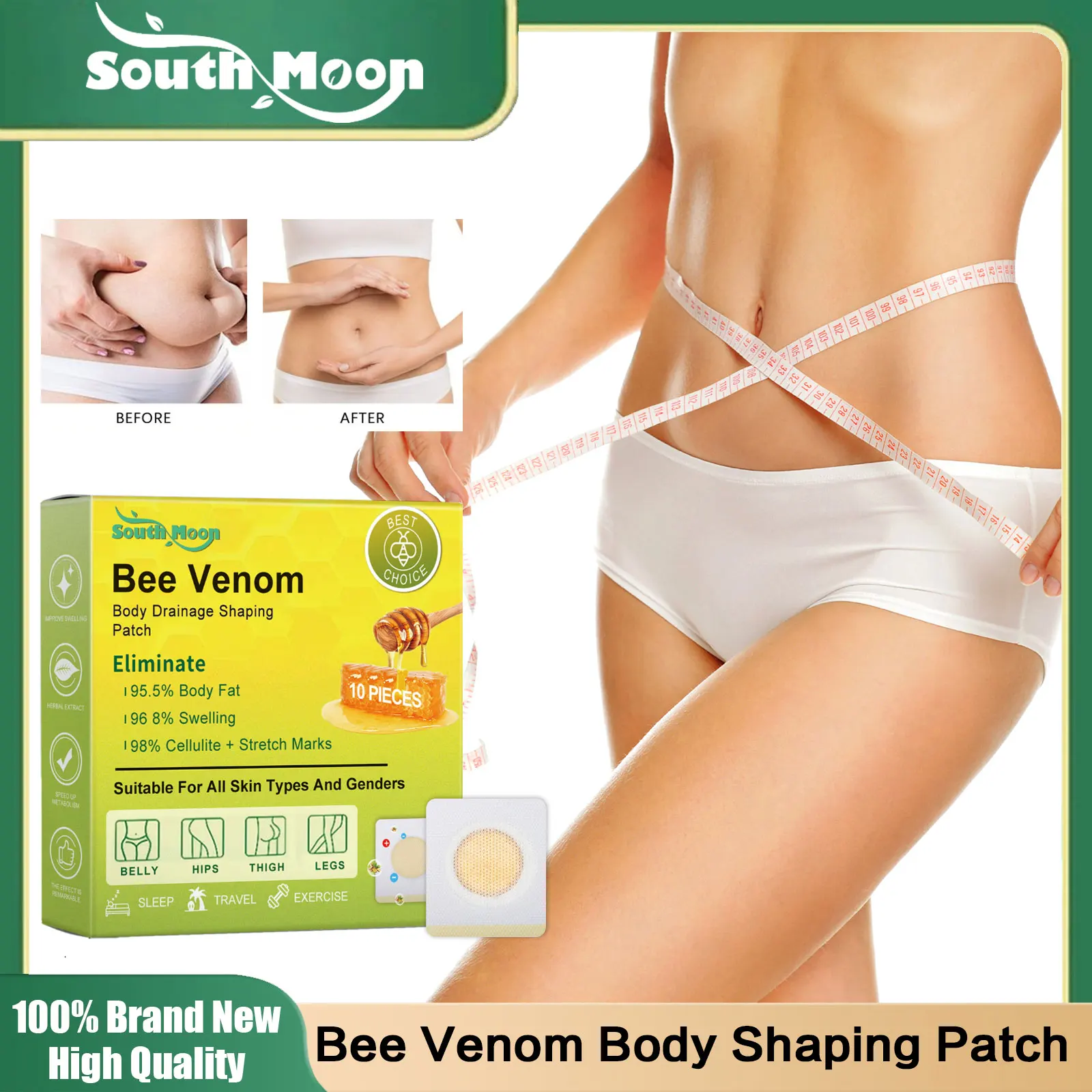 Bee Venom S-lim Waist Navel Stickers Fast Burning Body Belly Waist Losing Weight Anti Cellulite Remove Toxins Body Shaping Patch