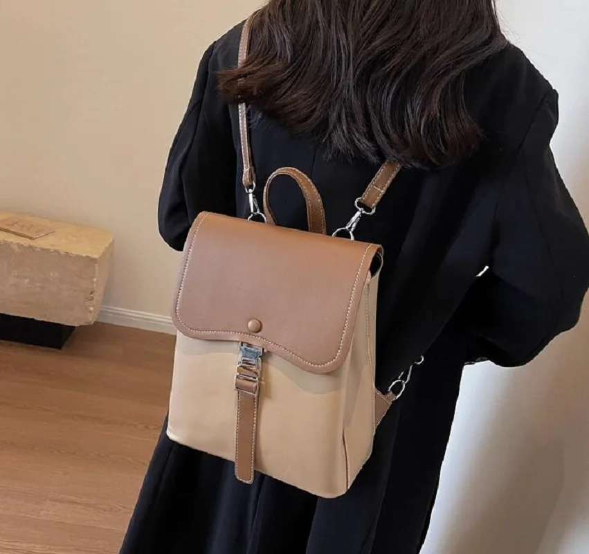 

New Korean Fashion Preppy Style Leather Backpack School Bag Women High Capacity Travel Shoulder Bags Totes Crossbody Bag