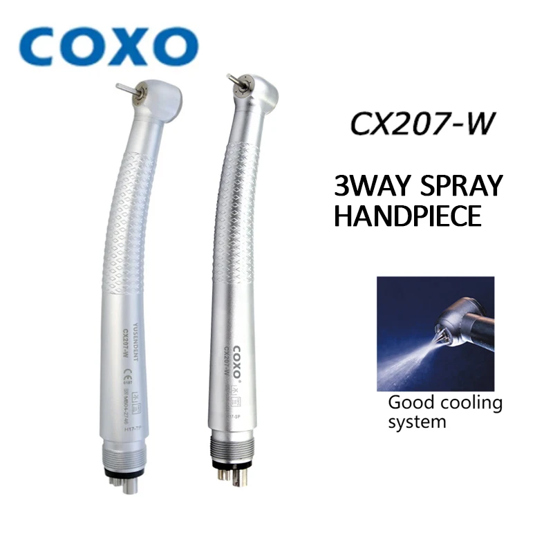 COXO CX207-W Dental High-Speed Handpiece AirTurbine Tooth Cleaning Machine Whitening Equipment 3way Spray Handpiece 4-hole