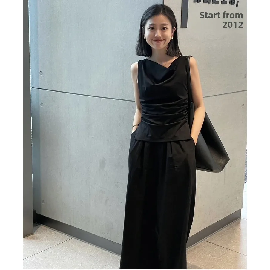 سترة صيفية أنيقة بدون أكمام من التنسل للنساء، تصميم عصري للارتداء اليومي، لون سادة، ماصة للرطوبة، رقيقة وطويلة بشكل منتظم #2